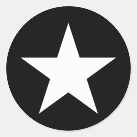 Zwart en witte ster ronde sticker (Voorkant)