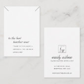 ZWART EN WITTE TEACHER GIFT-KETTING DISPLAATS KAAR PLAATSKAARTJE (Voorkant / Achterkant)