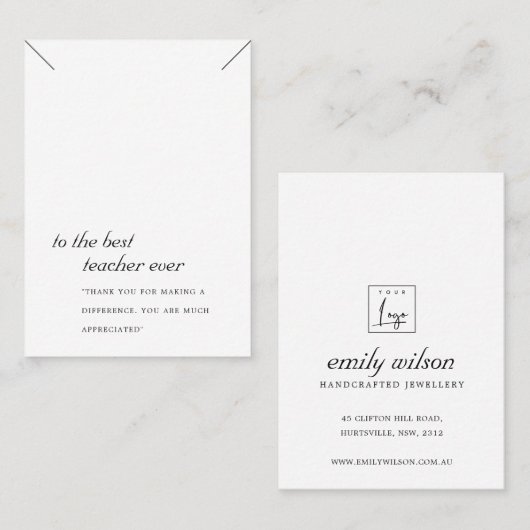 ZWART EN WITTE TEACHER GIFT-KETTING DISPLAATS KAAR PLAATSKAARTJE (Voorkant / Achterkant)