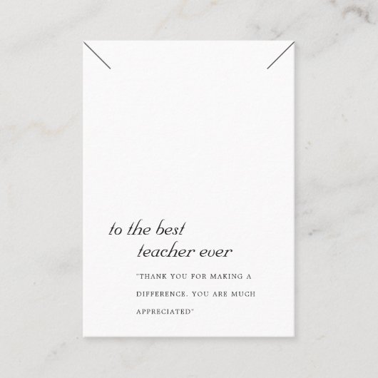 ZWART EN WITTE TEACHER GIFT-KETTING DISPLAATS KAAR PLAATSKAARTJE (Voorkant)