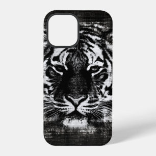 Zwart en Witte Tijger Vintage iPhone 12 Pro Hoesje