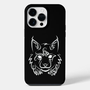Zwart en Witte Tribale Lynx iPhone 14 Pro Max Hoesje