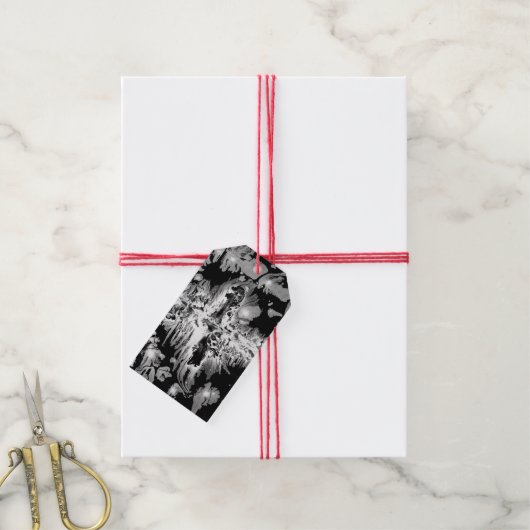 Zwart en wittekorters cadeaulabel (Met Touw)