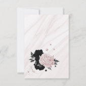 Zwart en zacht roze botanisch marmer bedankkaart (Achterkant)