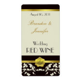 Zwart en Zand Monogram Bruiloft Mini Wijn Labels (Voorkant)