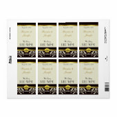 Zwart en Zand Monogram Bruiloft Mini Wijn Labels (Full Sheet)