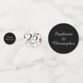 Zwart en Zilver 25e Jubileum Tafel Decoratie Confetti (Voorkanten)