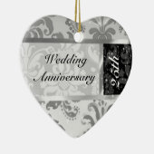 Zwart en zilver 25th Wedding Jubileum Ornament (Rechts)
