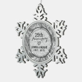 Zwart en zilver 25th Wedding Jubileum Ornament (Rechts)