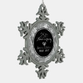 Zwart en zilver 25th Wedding Jubileum Ornament (Links)