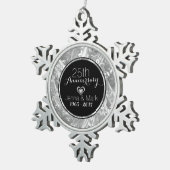 Zwart en zilver 25th Wedding Jubileum Ornament (Rechts)