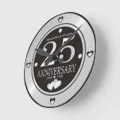  Zwart en zilver 25th Wedding Jubileum  Ronde Klok (Hoek)