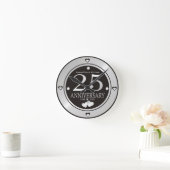  Zwart en zilver 25th Wedding Jubileum  Ronde Klok (Huis)