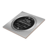 Zwart en zilver 25th Wedding Jubileum Tegeltje (Zijkant)