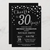 Zwart en Zilver 30e Verjaardag Diamant Kaart (Voorkant / Achterkant)