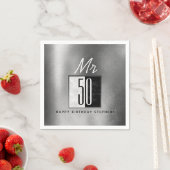 Zwart en zilver 50ste verjaardag servet (Insitu)