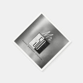 Zwart en zilver 50ste verjaardag servet (Hoek)