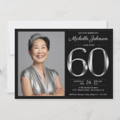 Zwart en Zilver 60e verjaardag Kaart (Voorkant)