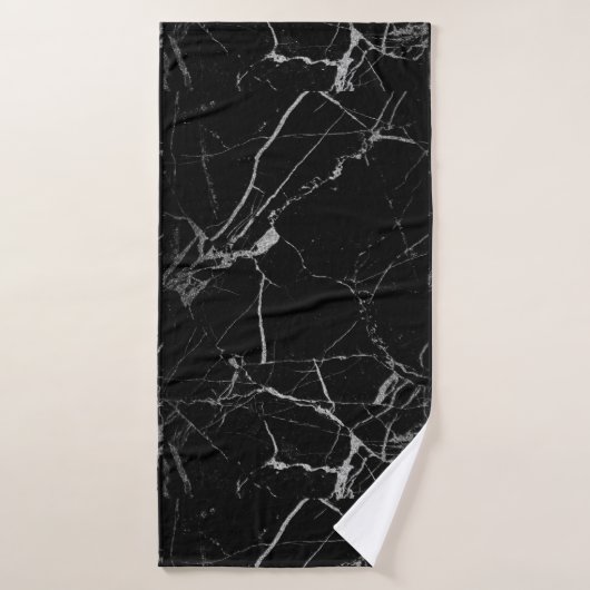 Zwart en zilver adermarmer badhanddoek (Badhanddoek)