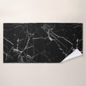 Zwart en zilver adermarmer badhanddoek (Badhanddoek)