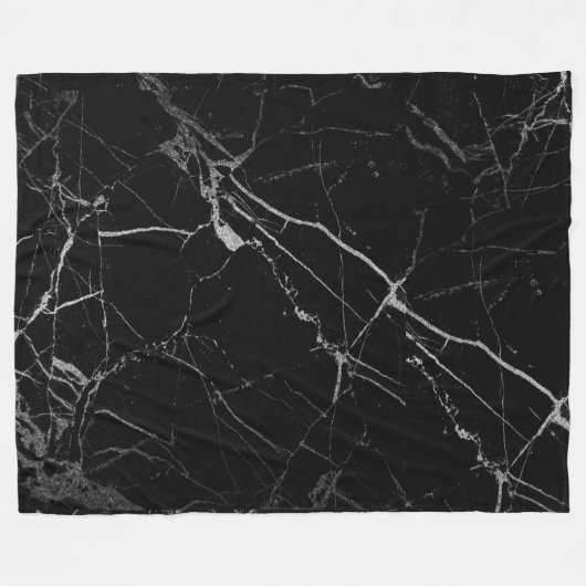 Zwart en zilver adermarmer fleece deken (Voorkant (Horizontaal))