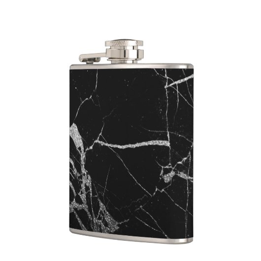 Zwart en zilver adermarmer heupfles (Links)