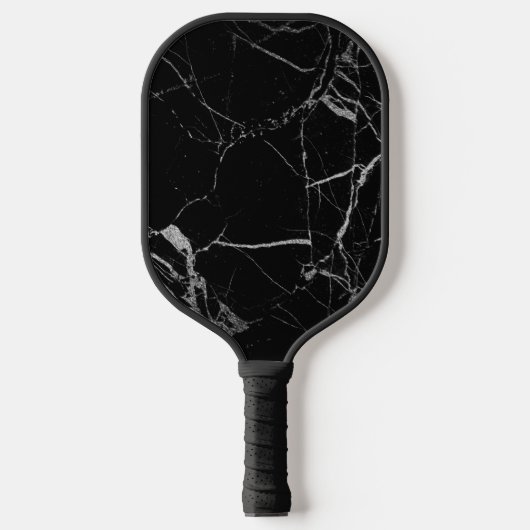 Zwart en zilver adermarmer pickleball paddle (Voorkant)