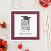 Zwart en zilver AFSTUDEERDER | bewerkbare maroon | Servet (Insitu)