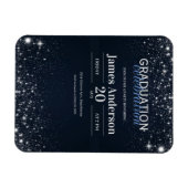 Zwart en Zilver afstuderen uitnodigen Magneet (Horizontaal)