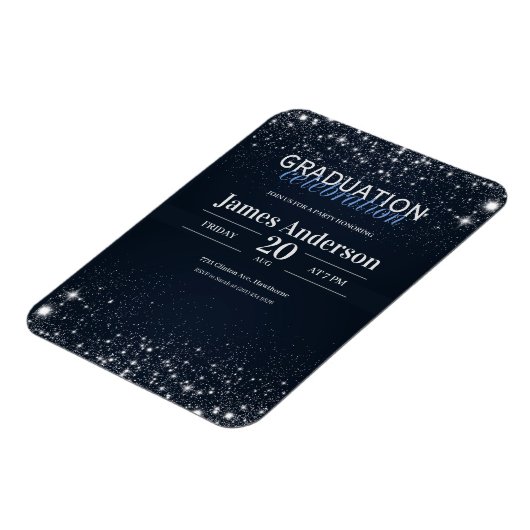 Zwart en Zilver afstuderen uitnodigen Magneet (Linkerzijde)