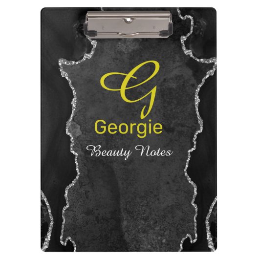 Zwart en zilver Agate-klembord Klembord (Voorkant)