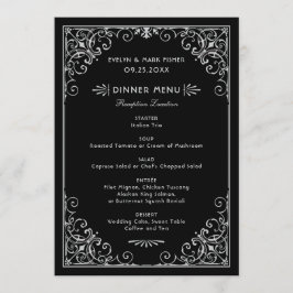  zwart en zilver Art Deco bruiloft diner Menu