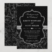 Zwart en Zilver Art Deco Glitter Wedding Kaart (Voorkant / Achterkant)