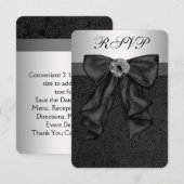 Zwart en Zilver Bat Mitzvah RSVP (Voorkant / Achterkant)