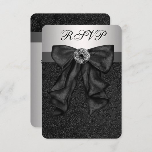 Zwart en Zilver Bat Mitzvah RSVP (Voorkant / Achterkant)