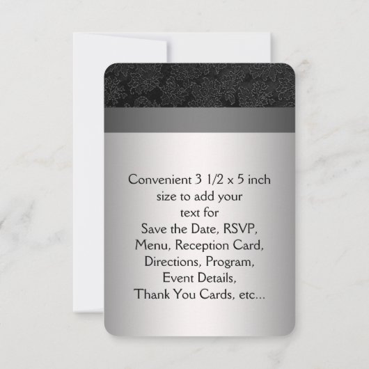 Zwart en Zilver Bat Mitzvah RSVP (Achterkant)