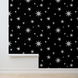 Zwart en Zilver Behang - Star Wallpaper - Mood