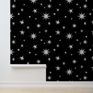 Zwart en Zilver Behang - Star Wallpaper - Mood
