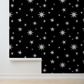 Zwart en Zilver Behang - Star Wallpaper - Mood