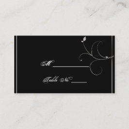 Zwart en Zilver bladeren herfst bruiloft plaats ka Plaatskaartje