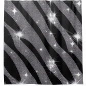 Zwart en Zilver Bling Douche Gordijn (Voorkant)