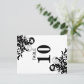 Zwart en Zilver Bloeiende Tafel Nummer Kaart (Staand voorkant)