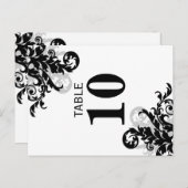 Zwart en Zilver Bloeiende Tafel Nummer Kaart (Voorkant / Achterkant)