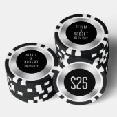 Zwart en zilver bruiloft poker chips (Opstapeling)