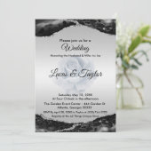 Zwart en Zilver Bruiloft Uitnodiging (Staand voorkant)