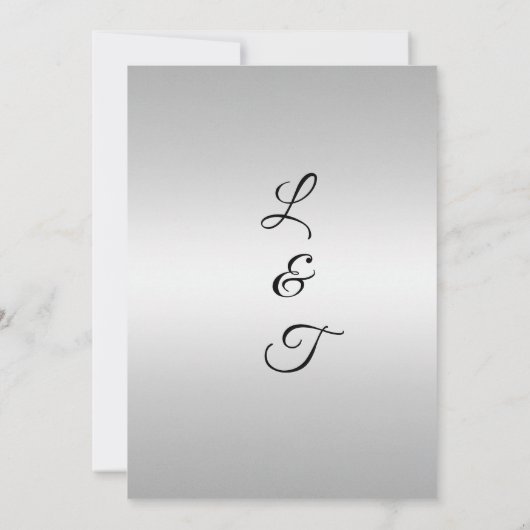 Zwart en Zilver Bruiloft Uitnodiging (Achterkant)