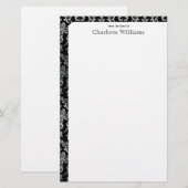 Zwart en zilver Damask Briefpapier (Voorkant / Achterkant)