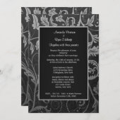 Zwart en Zilver Damask bruiloft uitnodiging (Voorkant / Achterkant)