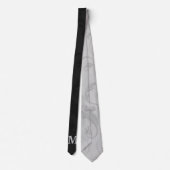 Zwart en zilver Damask met monogram Stropdas (Achterkant)