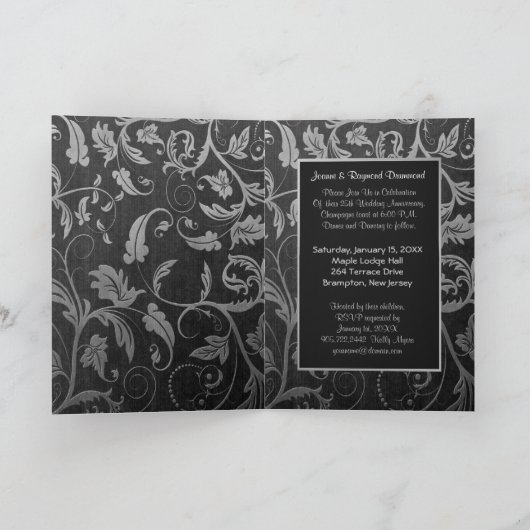 Zwart en zilver damast 25e trouwdag (Binnen)